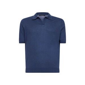 Tagliatore Men Navy Blue Silk Knit Polo Shirt